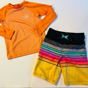 Art Class Rash Guard + Swim Trunks Bathing Suit size 6/7 + 7